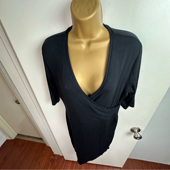 GOLDRAY BLaise Black Modal Ribbed 1/2 Sleeves Fitted Knit Versatile Dress NWT L - Picture 7 of 16